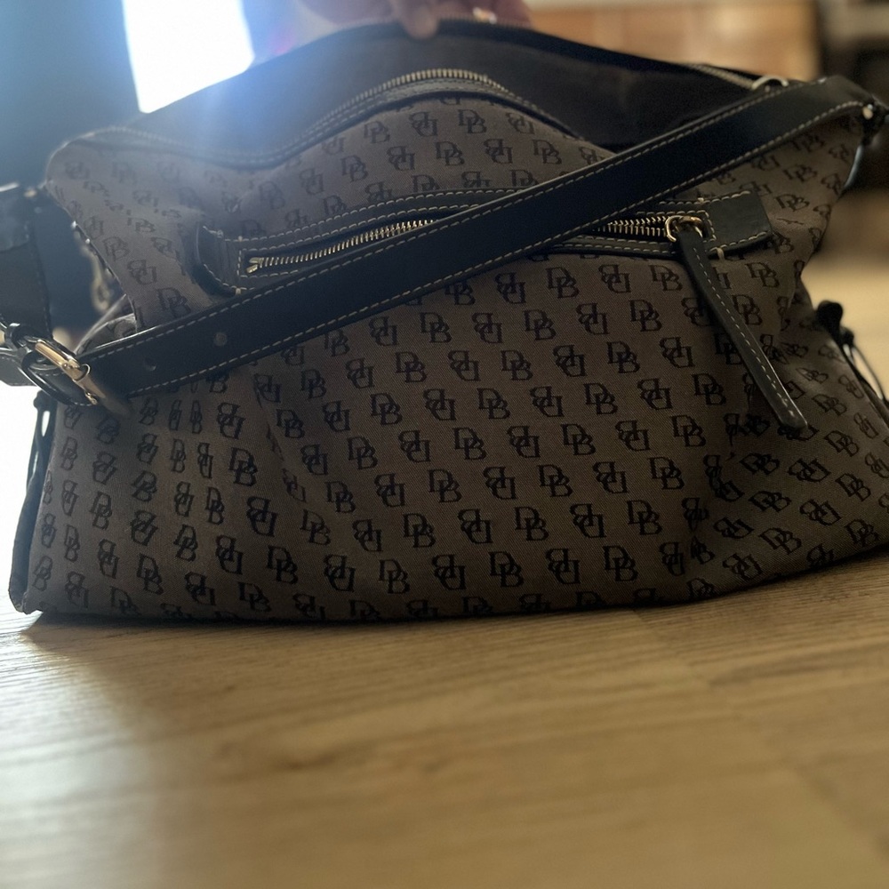 Dooney & Bourke Black and Brown Monogram Shoulder Bag
